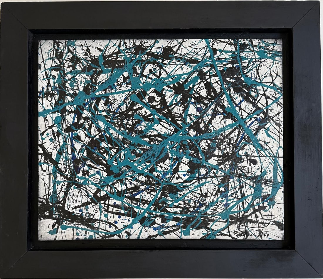 Jackson Pollock American Oil on Canvas Painting In The Style of. Rothko, Kline, & Pollock Era (1 of 9)