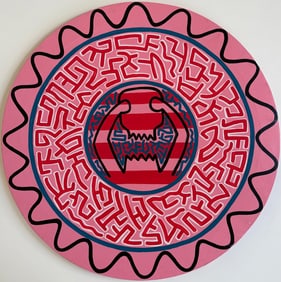 Keith haring American 1958 - 1990 Acrylic/Canvas In The Style of. Warhol & Haring Pop Art Period.