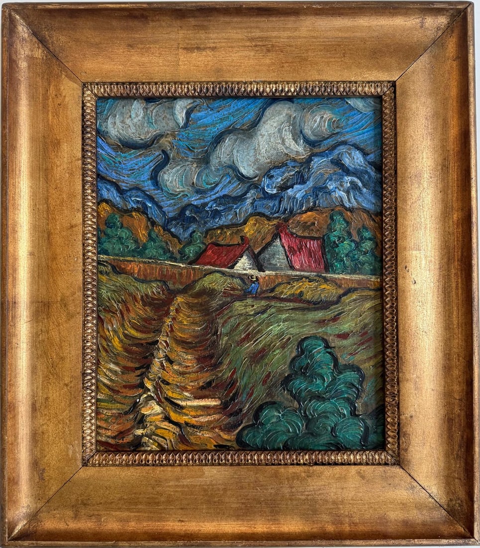 Vincent Van Gogh Dutch 1853-1890 Oil on Canvas painting in the style of. Gaugin, Monet, Degas Period: Title: Landscape Technique: Oil on canvas Measures: 12 x 10 inches Year: c.1888 Condition: Good Provenance: Private Collection, New York. Acquired in Europe from Albert Turetini in 1963. Turetini, a n