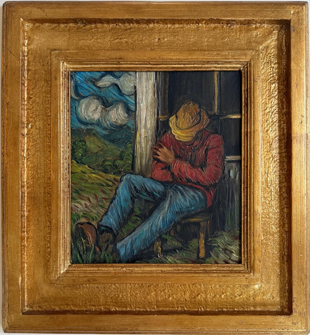 Vincent Van Gogh Dutch 1853-1890 Oil on Canvas painting in the style o . Gaugin, Monet, Degas Period (1 of 8)