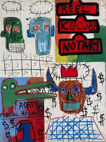 Jean Michel Basquiat 1960-1988 Abstract painting In The Style of. Haring,Warhol,Basquiat Era.