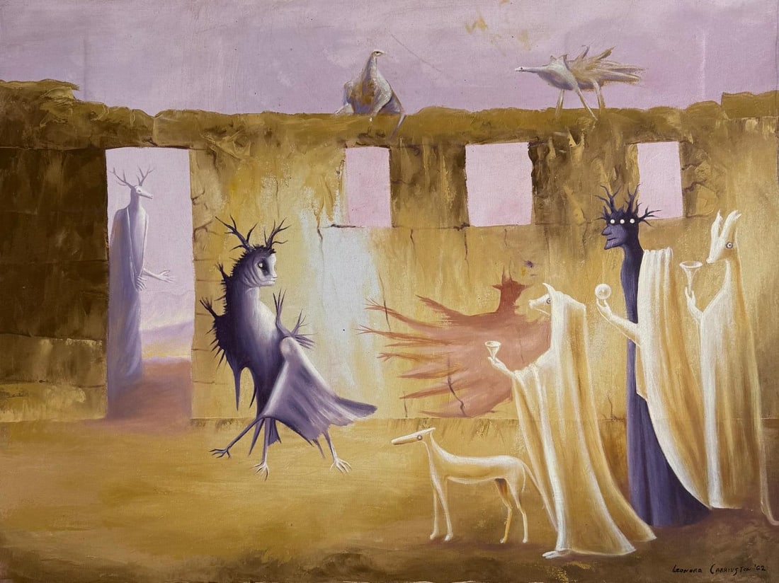 Leonora Carrington British-Mexican Oil/Canvas Painting in the style of. Magritte, Dali, Surrealism. (1 of 10)