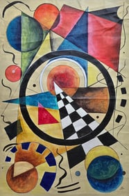 Wassily kandinsky 1866 - 1944 Oil on Canvas Painting in the style of. Mondrian, Picasso Era