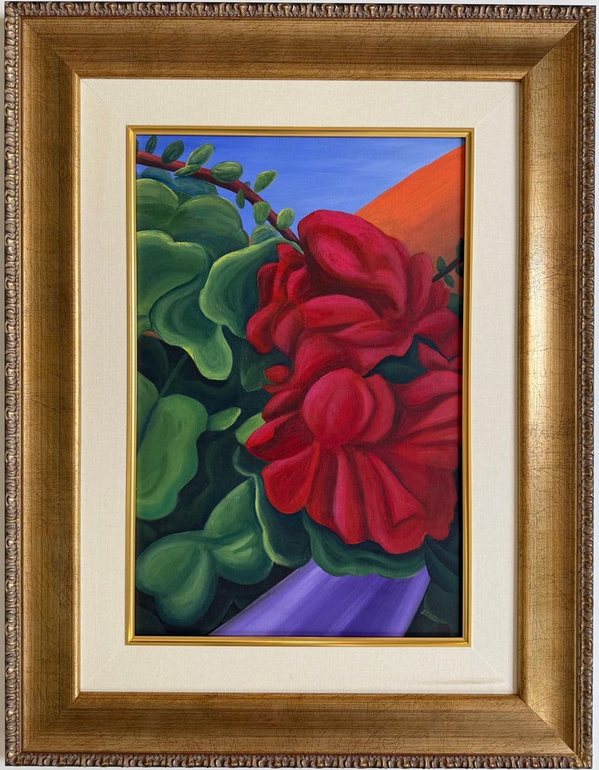 Georgia O'Keeffe American Oil On Canvas Painting in the style of. Pollock & O'Keeffe. Abstract Era: Title: Floral Radiance Technique: Oil on canvas Measures: 24 x 16 inches Year: 1941 Condition: Good Provenance:Private Collection, New York – Acquired in the early 1950s and held in a prominent mode
