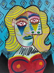 Pablo Picasso Spanish 1881-1973 Oil on Canvas in the style of . Dali,Magritte,Chagall & Picasso Era