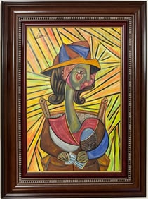 Pablo Picasso Spanish 1881-1973 Oil on Canvas in the style of . Dali,Magritte,Chagall & Picasso Era