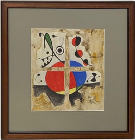 Joan Miro Spanish 1893 - 1983 Gouache/Paper in the style of. Dali, Picasso, Magritte, Chagall Era
