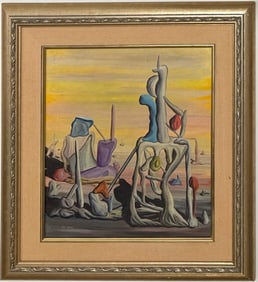 Yves Tanguy French 1900-1955 Oil on canvas painting in the style of. Dali Max Ernst Surrealism