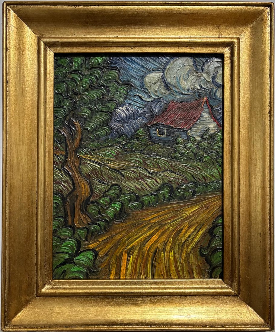 Vincent Van Gogh Dutch 1853-1890 Oil on Canvas painting Style of. Gaugin & Van Gogh Impressionist.: Title: Landschap Technique: Oil on Canvas Measures: 16 x 13 inches Year: 1903 Condition: Good Provenance:Private Collection, The Netherlands. Acquired in 1975 from Galerie de Zonnebloem, Utrecht.Previ
