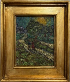 Vincent Van Gogh Dutch 1853-1890 Oil on Canvas painting Style of. Gaugin & Van Gogh Impressionist.