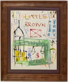 Jean Michel Basquiat 1960-1988 Abstract painting In The Style of. & Modern Era Mixed Media/Paper.
