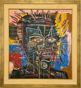 Jean Michel Basquiat 1960-1988 Abstract painting In The Style of. & Modern Era Mixed Media/Paper.
