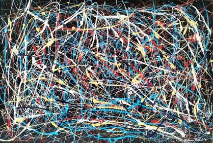 Jackson Pollock American Oil on Canvas Painting In The Style of. Rothko, Kline, de Kooning Era