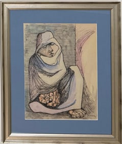 Eduardo Kingman Ecuadorian 1913-1997 Watercolor on paper in the style of . Picasso , Dali Era