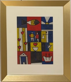 Joaquín Torres-García Uruguayan 1874-1949 watercolor on paper in the style of . Picasso , Dali
