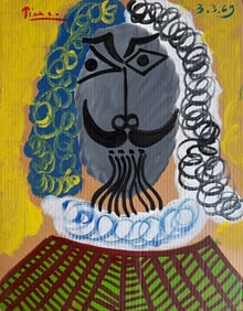 Pablo Picasso Spanish 1881-1973 Oil on Cardboard in the style of  . Dali,Chagall & Picasso Era