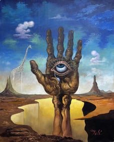 Salvador Dali Spanish 1904 - 1989 Oil on Canvas Painting in the style of. Picasso & Dali Surrealism