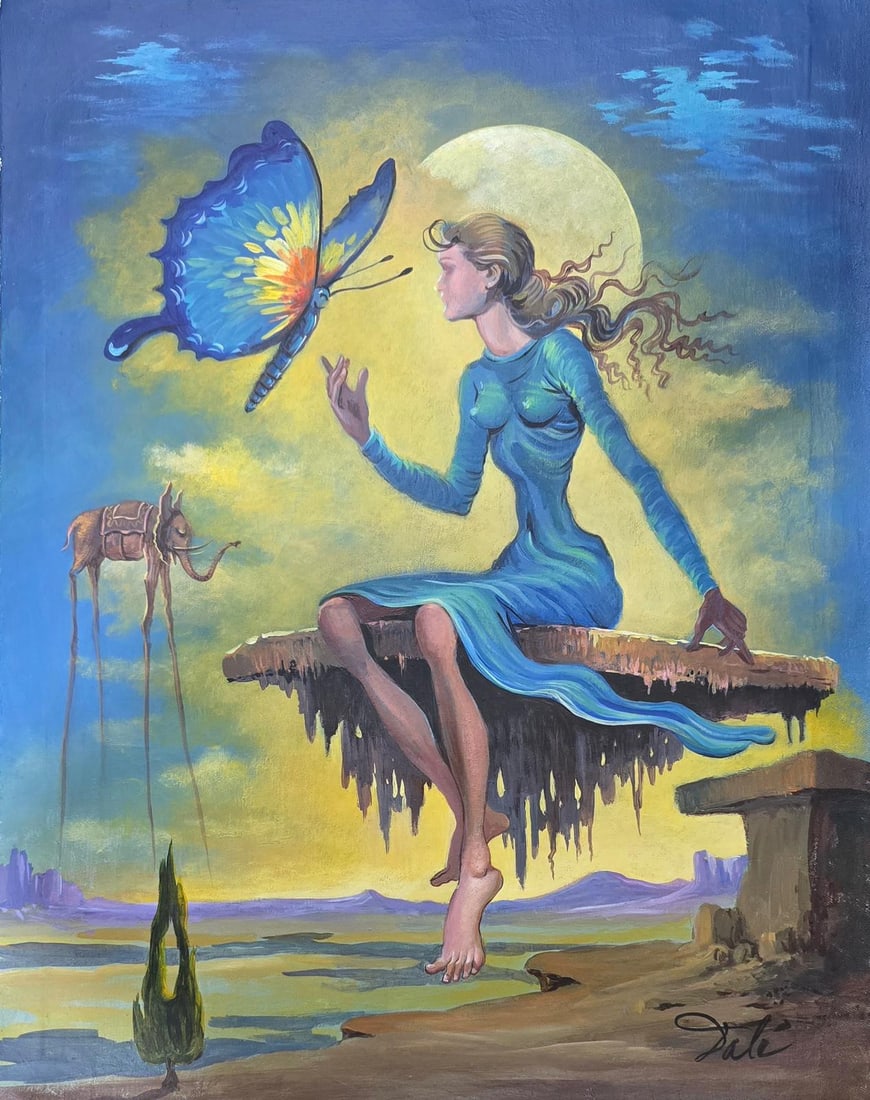 Salvador Dali Spanish 1904 - 1989 Oil on Canvas Painting in the style of. Picasso & Dali Surrealism (1 of 5)