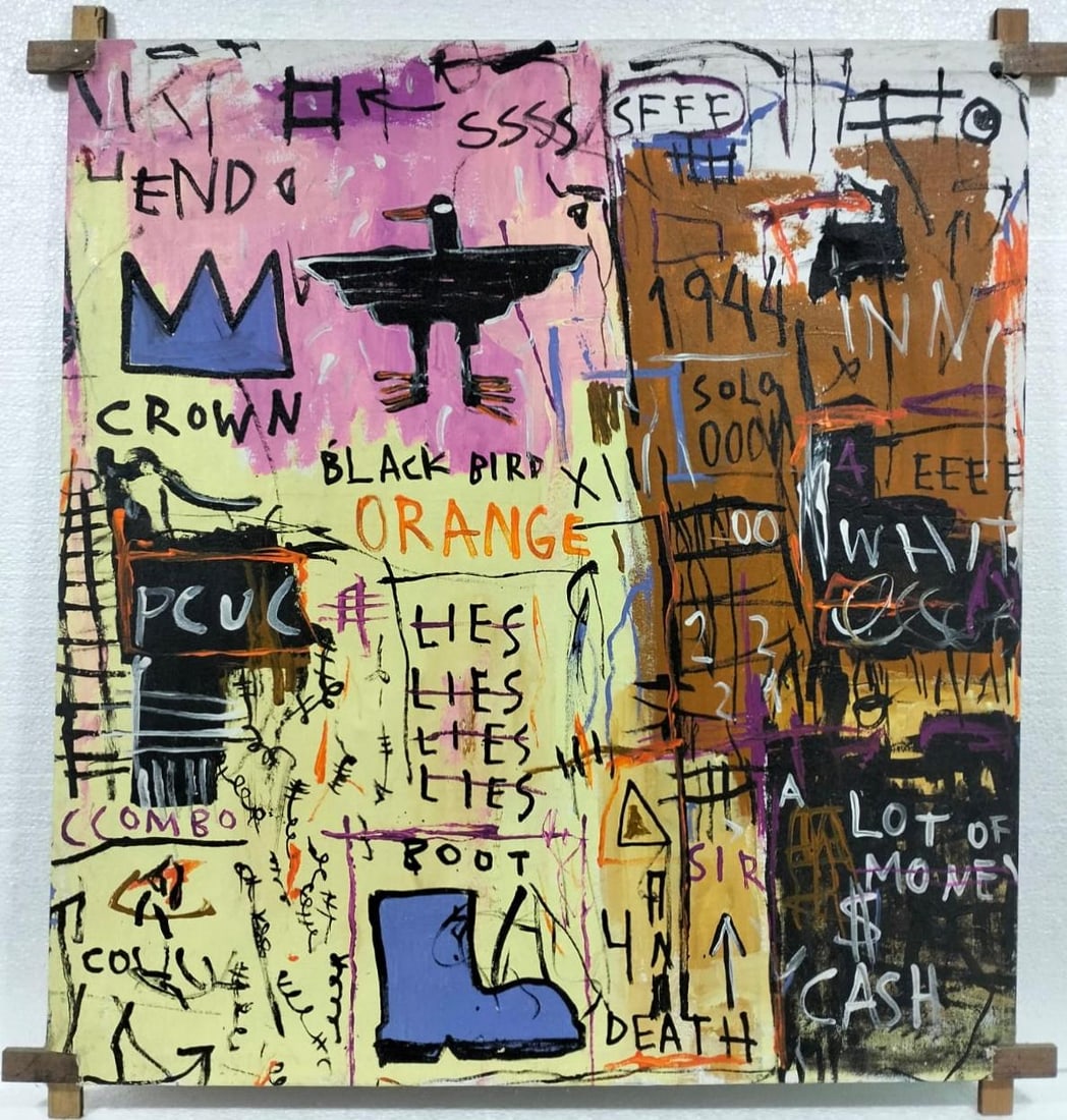 Jean Michel Basquiat 1960-1988 Abstract painting In The Style of. Haring,Warhol,Basquiat Era. (1 of 7)