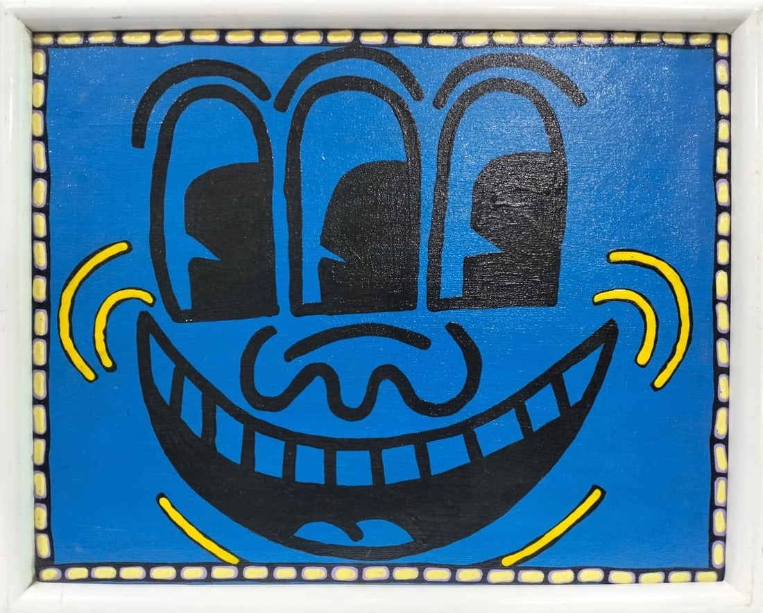 Keith Haring American 1958 - 1990 Acrylic/Canvas In The Style of. Warhol & Haring Pop Art Period. (1 of 6)