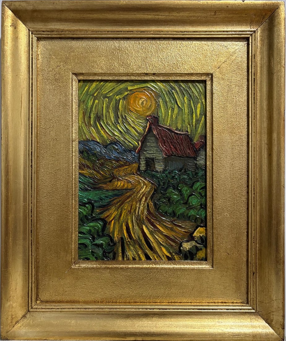 Vincent Van Gogh Dutch 1853-1890 Oil on Canvas painting in the style of. Gaugin, Monet, Degas Period: Title: Pathway to the Cottage Technique: Oil on canvas Measures: 16 x 13 inches Year: Circa 1890 Condition: Good Provenance:Private Collection, Antwerp, Belgium Acquired in the early 1970s by Jean-Pie