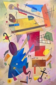 Wassily Kandinsky Russian 1866–1944, Oil on Canvas in the style of Mondrian, Malevich, Klee Era