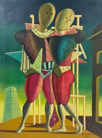 Giorgio de Chirico Italian 1888–1978, Oil on Canvas in the style of Carrà, Morandi, Savinio Era