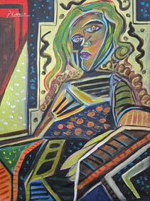 Pablo Picasso Spanish 1881–1973, Oil on Canvas in the style of Braque, Gris, Léger & Picasso Era