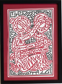 Keith Haring American 1958–1990, Marker on Paper in the style of Basquiat, Scharf, Warhol Era
