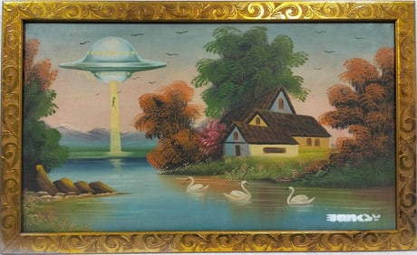 Banksy British b. 1974, Oil on Canvas in the style of Street Pop-Surrealism Era