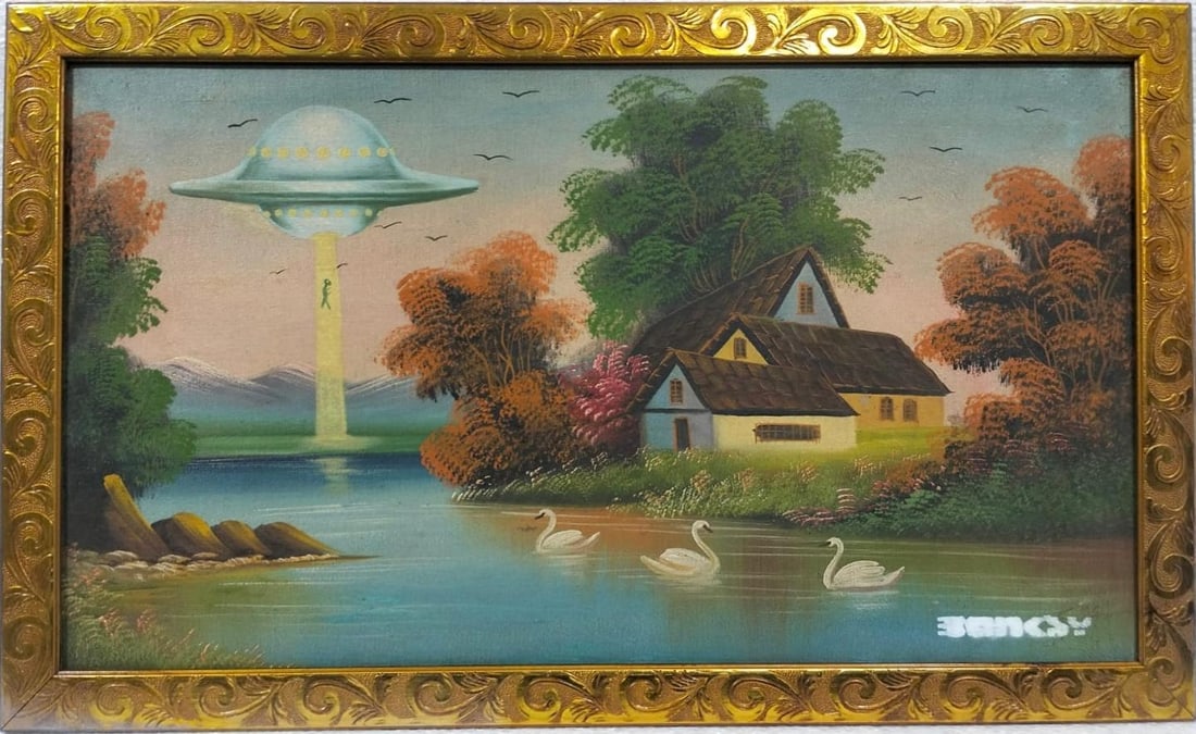 Banksy British b. 1974, Oil on Canvas in the style of Street Pop-Surrealism Era (1 of 7)