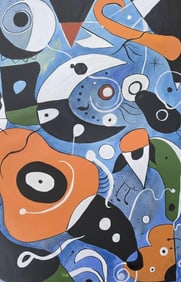 Joan Miró Spanish 1893–1983, Acrylic on Canvas in the style of Klee, Arp, & Calder Era