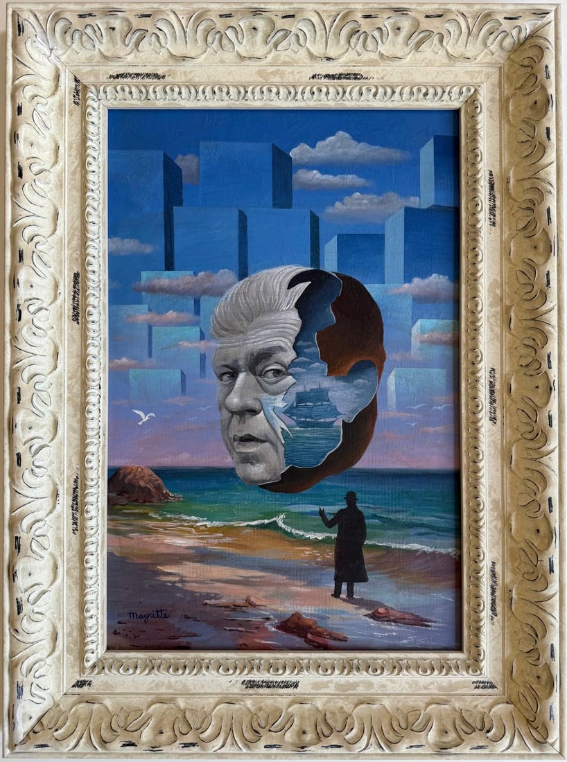 René Magritte Belgian 1898–1967, Oil on Canvas in the style of Dalí, Ernst, & de Chirico Era (1 of 7)
