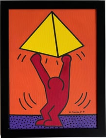 Keith Haring American 1958–1990, Acrylic on Canvas in the style of Warhol, Basquiat, & Scharf Era