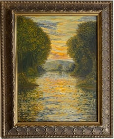 Claude Monet French 1840–1926, Oil on Canvas in the style of Renoir, Sisley, & Pissarro Era