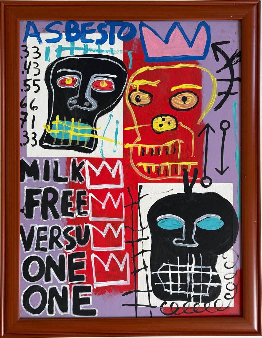 Jean-Michel Basquiat American 1960–1988, Acrylic on Canvas in the style of Haring, Warhol Era (1 of 8)