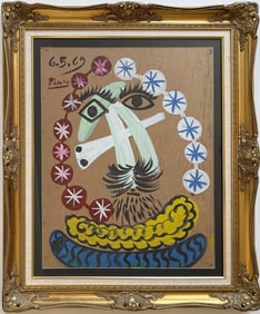 Pablo Picasso Spanish 1881–1973, Oil on Corrugated Cardboard in the style of Georges Braque Era