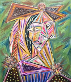 Pablo Picasso Spanish 1881-1973 Oil on Canvas in the style of . Dali,Magritte,Chagall & Picasso Era