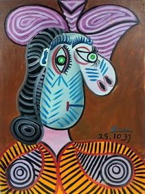 Pablo Picasso Spanish 1881-1973 Oil on Canvas in the style of . Dali,Magritte,Chagall & Picasso Era