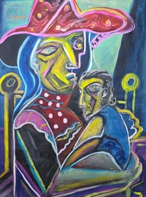 Pablo Picasso Spanish 1881-1973 Oil on Canvas in the style of . Dali,Magritte,Chagall & Picasso Era