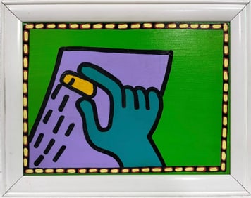 Keith Haring American 1958 - 1990 Acrylic/Canvas In The Style of. Warhol & Haring Pop Art Period.