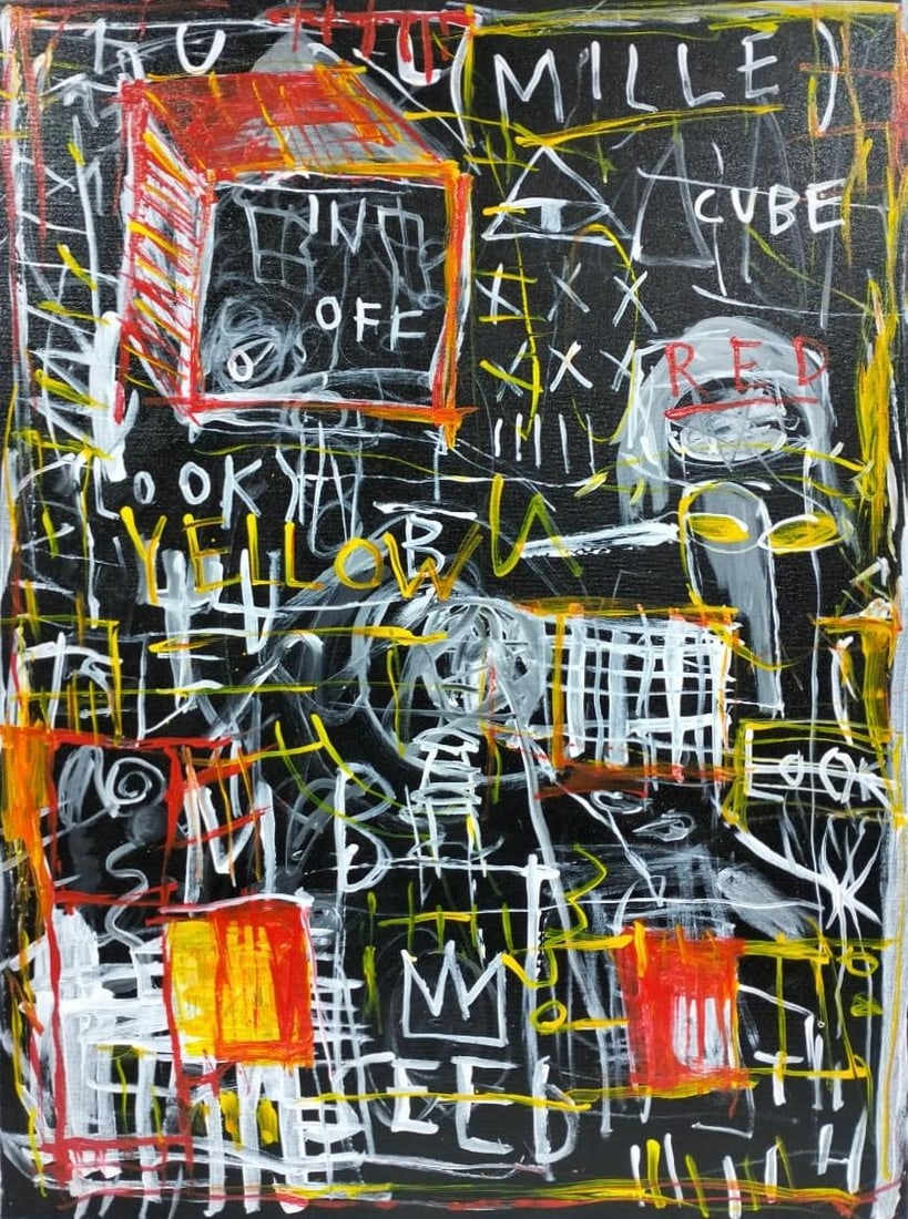 Jean Michel Basquiat 1960-1988 Abstract painting In The Style of. Haring,Warhol,Basquiat Era. (1 of 8)