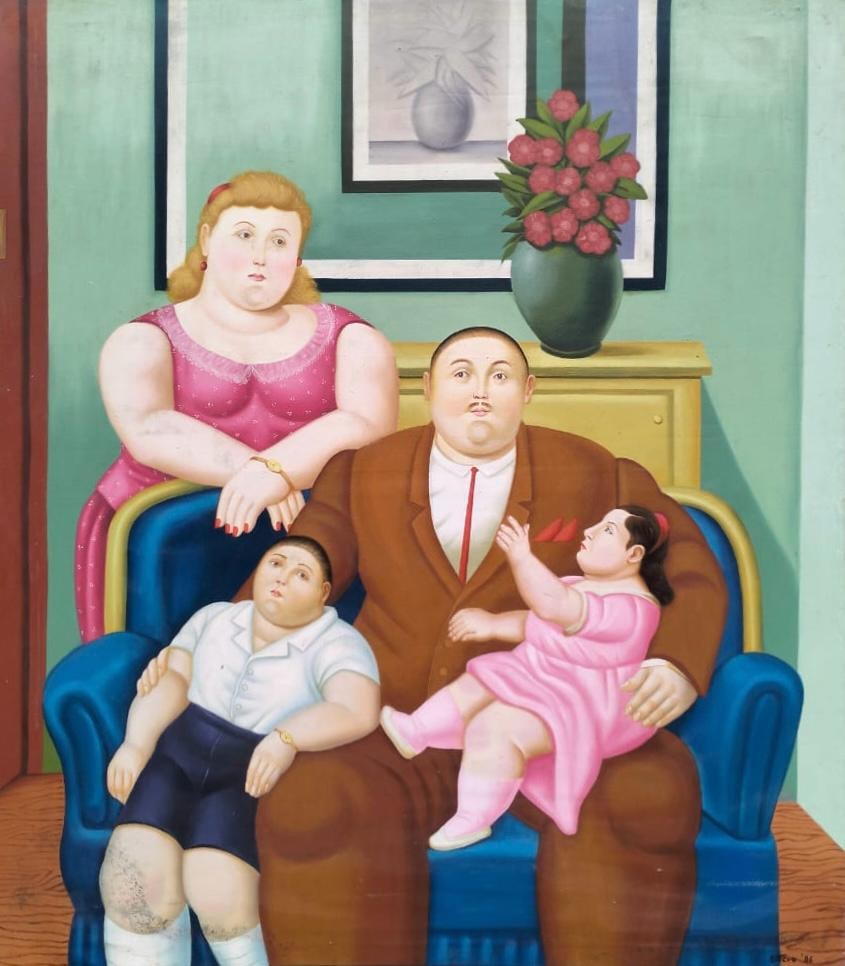 Fernando Botero (Colombian) Oil on Canvas Painting, In the Style Of. "Boterismo'' Style Period. (1 of 8)