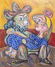 Pablo Picasso Spanish 1881-1973 Oil on Canvas in the style of . Dali,Magritte,Chagall & Picasso Era