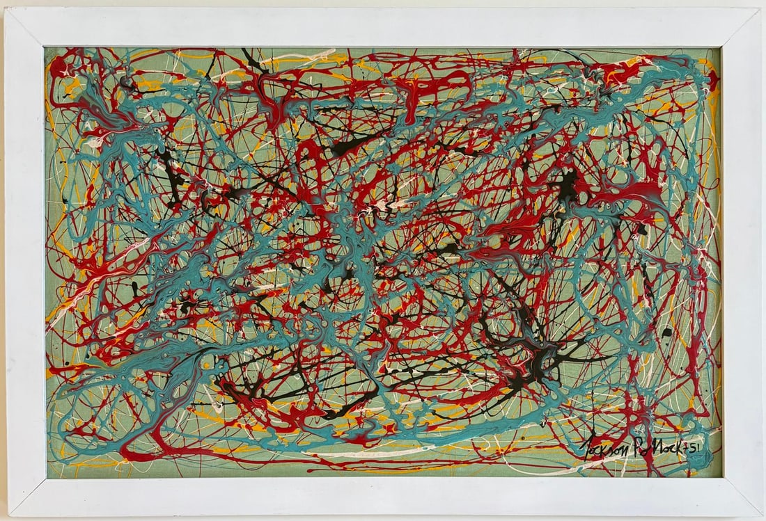 Jackson pollock American Oil on Canvas Painting In The Style of. Rothko, Kline, & Pollock Era (1 of 9)