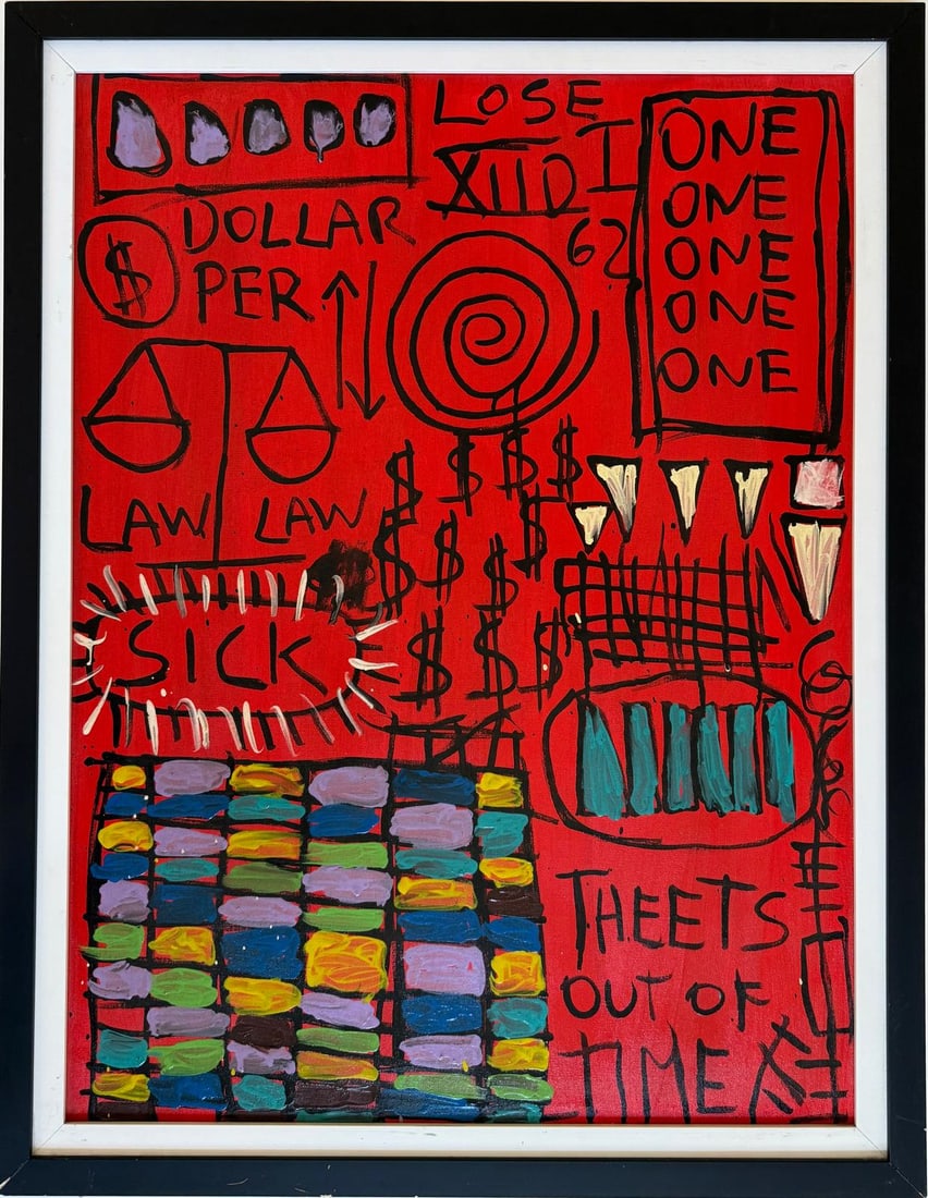 Jean Michel Basquiat 1960-1988 Abstract painting In The Style of. Haring,Warhol,Basquiat Era. (1 of 7)