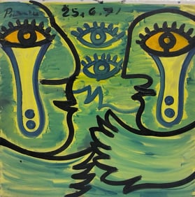 Pablo Picasso, Spanish (1881–1973)  Oil on canvas, in the style of the Dali, Magritte, Chagall
