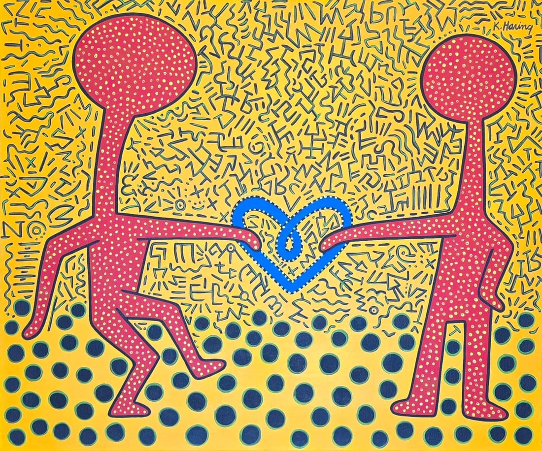 Keith Haring  American (1958–1990) Acrylic on canvas, in the style of the Dali, Magritte Era (1 of 8)