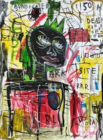 Jean-Michel Basquiat, American (1960–1988)  Acrylic and oilstick on canvas, Warhol, Pollock Era