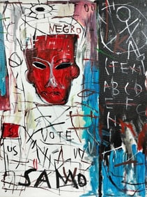 Jean-Michel Basquiat, American (1960–1988)  Acrylic and oilstick on canvas, Haring, Schnabel